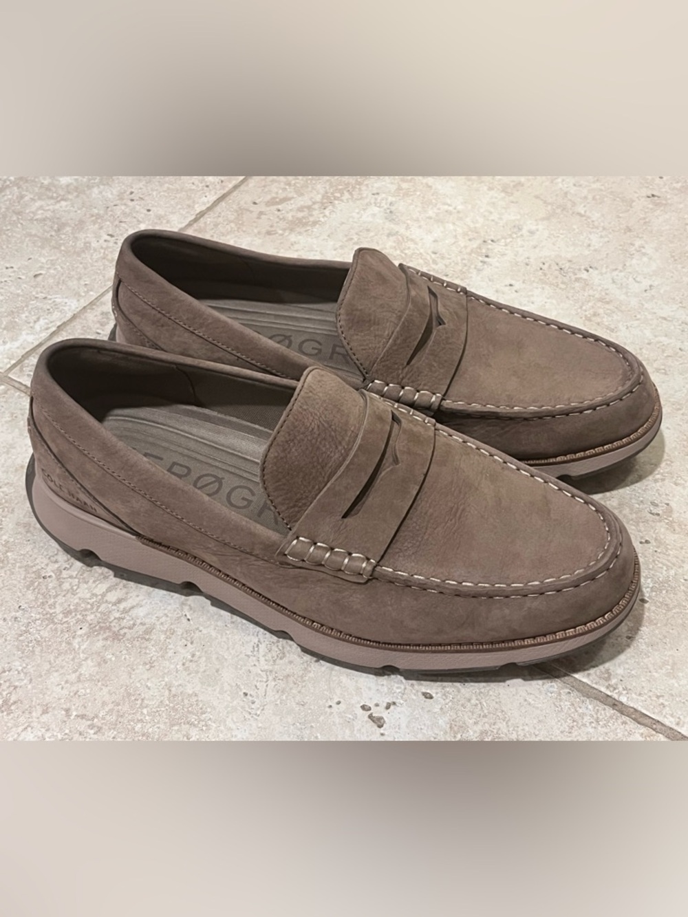 Cole Haan ZEROGRAND Mens Brown Suede Leather Slip On Loafer Shoes 10 WORN 5X EUC